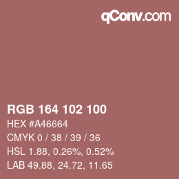 Color code: RGB 164 102 100 | qconv.com