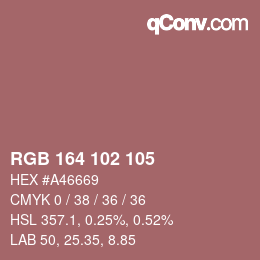 Color code: RGB 164 102 105 | qconv.com