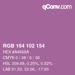 Color code: RGB 164 102 154 | qconv.com