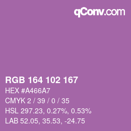 Color code: RGB 164 102 167 | qconv.com