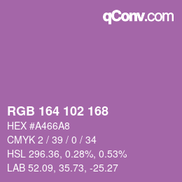 Color code: RGB 164 102 168 | qconv.com