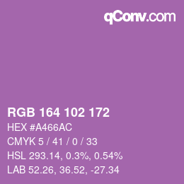 Color code: RGB 164 102 172 | qconv.com