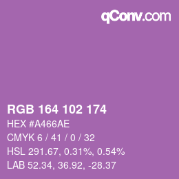 Color code: RGB 164 102 174 | qconv.com
