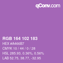 Color code: RGB 164 102 183 | qconv.com