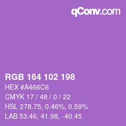 Color code: RGB 164 102 198 | qconv.com