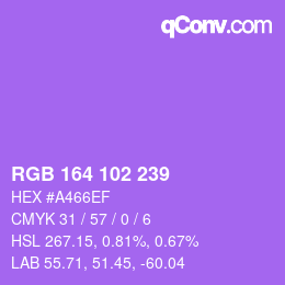 Color code: RGB 164 102 239 | qconv.com