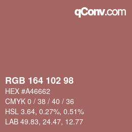 Color code: RGB 164 102 98 | qconv.com