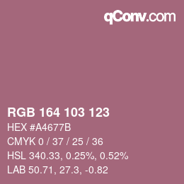 カラーコード: RGB 164 103 123 | qconv.com