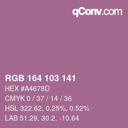 颜色代码: RGB 164 103 141 | qconv.com