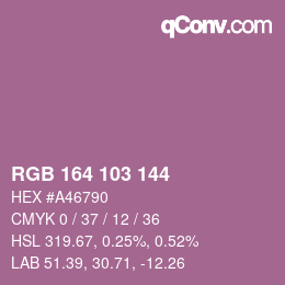 カラーコード: RGB 164 103 144 | qconv.com