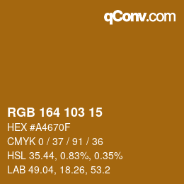 Color code: RGB 164 103 15 | qconv.com