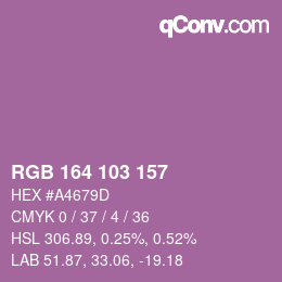 Color code: RGB 164 103 157 | qconv.com