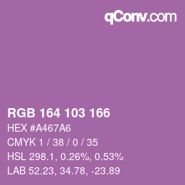 Color code: RGB 164 103 166 | qconv.com