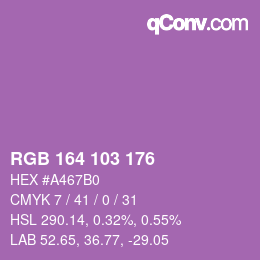 Color code: RGB 164 103 176 | qconv.com
