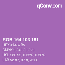 カラーコード: RGB 164 103 181 | qconv.com