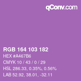 カラーコード: RGB 164 103 182 | qconv.com