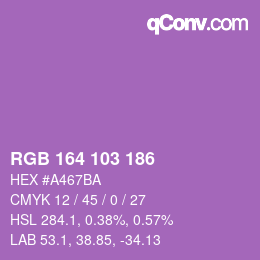 Color code: RGB 164 103 186 | qconv.com