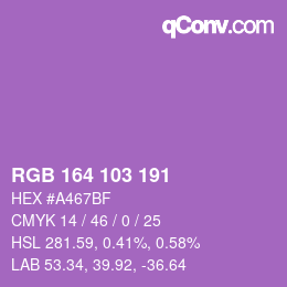 Color code: RGB 164 103 191 | qconv.com