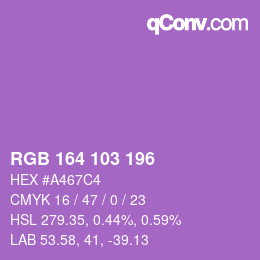カラーコード: RGB 164 103 196 | qconv.com