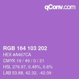 Color code: RGB 164 103 202 | qconv.com
