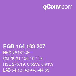 カラーコード: RGB 164 103 207 | qconv.com