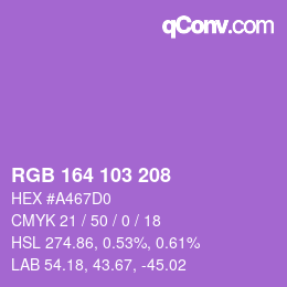 Color code: RGB 164 103 208 | qconv.com