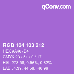 Color code: RGB 164 103 212 | qconv.com