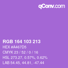 Color code: RGB 164 103 213 | qconv.com