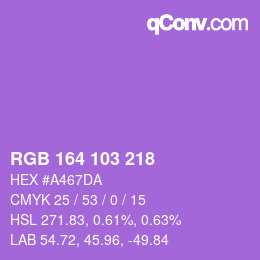 Color code: RGB 164 103 218 | qconv.com