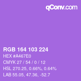 Color code: RGB 164 103 224 | qconv.com