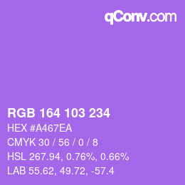 Color code: RGB 164 103 234 | qconv.com