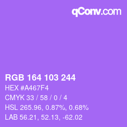 Color code: RGB 164 103 244 | qconv.com