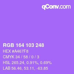 Color code: RGB 164 103 248 | qconv.com