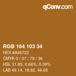 Color code: RGB 164 103 34 | qconv.com