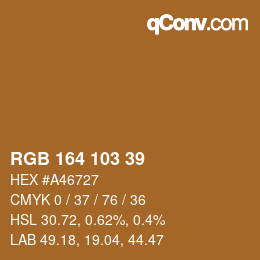 カラーコード: RGB 164 103 39 | qconv.com