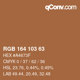 Color code: RGB 164 103 63 | qconv.com