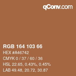 Color code: RGB 164 103 66 | qconv.com