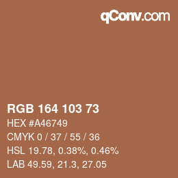 Color code: RGB 164 103 73 | qconv.com