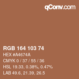 Color code: RGB 164 103 74 | qconv.com