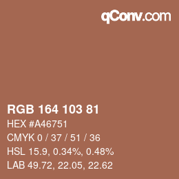 颜色代码: RGB 164 103 81 | qconv.com