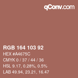 Color code: RGB 164 103 92 | qconv.com
