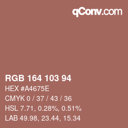 カラーコード: RGB 164 103 94 | qconv.com