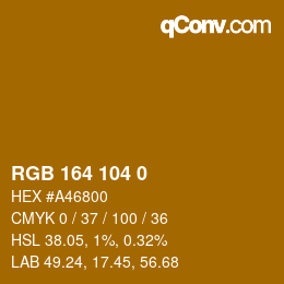 カラーコード: RGB 164 104 0 | qconv.com