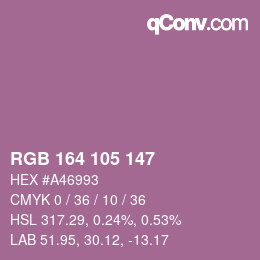 カラーコード: RGB 164 105 147 | qconv.com
