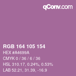 Color code: RGB 164 105 154 | qconv.com