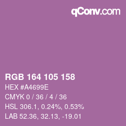 カラーコード: RGB 164 105 158 | qconv.com