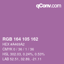 Color code: RGB 164 105 162 | qconv.com