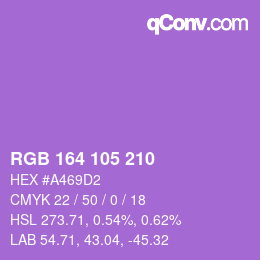 Color code: RGB 164 105 210 | qconv.com