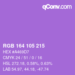 Color code: RGB 164 105 215 | qconv.com