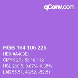 Color code: RGB 164 105 225 | qconv.com
